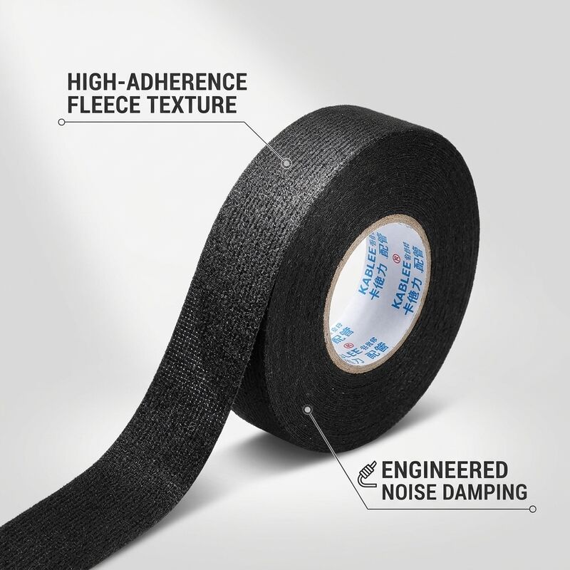 0.6mm Grey Fleece Automotive Wire Harness Tape High Adhesion Noise Damping Abrasion Resistance 19mm